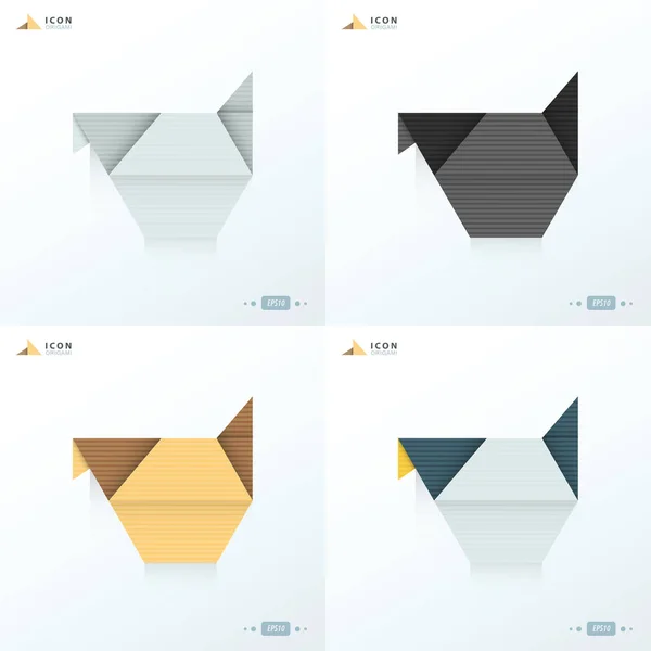 Kip origami pictogramserie — Stockvector