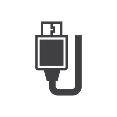 USB adaptörü siyah simgesi