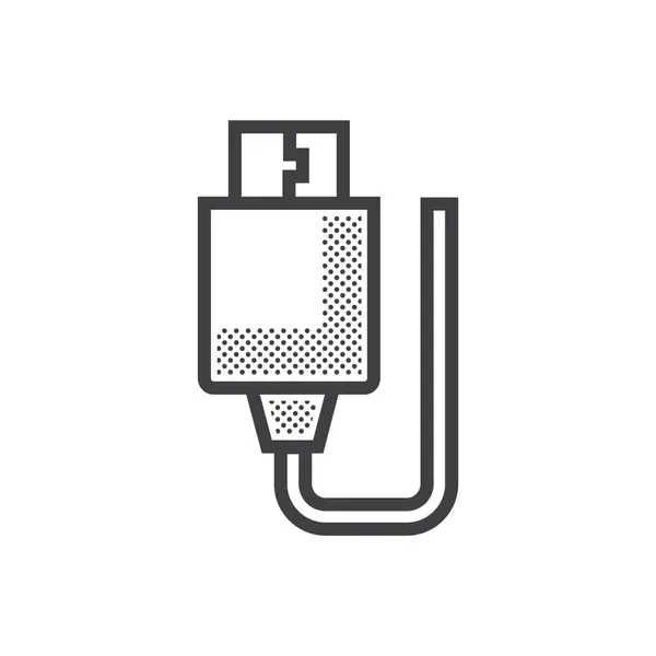 USB-adaptern ikonen streckade stil — Stock vektor