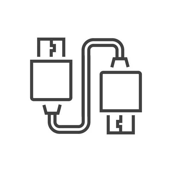 Twin USB Adapter Line ícone —  Vetores de Stock