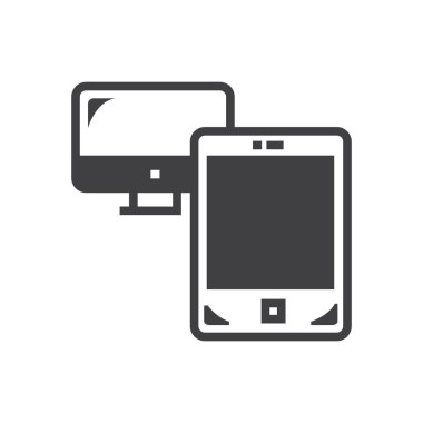 Bilgisayar ve tablet reklam siyah simgesi