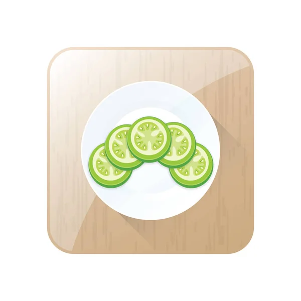 Green Tomato 3D Icon design and button — Stock Vector
