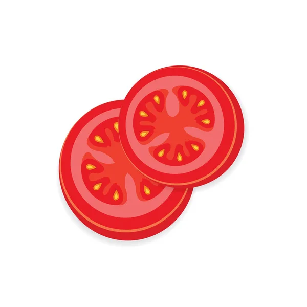 Tomate icono en rodajas y vector de alimentos — Archivo Imágenes Vectoriales