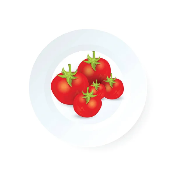 Cuatro tomate icono vector en plato — Archivo Imágenes Vectoriales