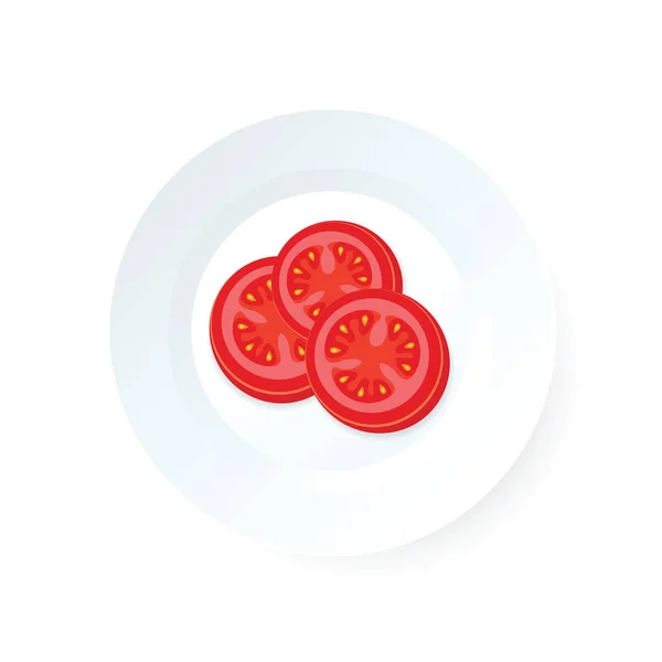 Tomato Sliced  icon vector on dish — Stock Vector