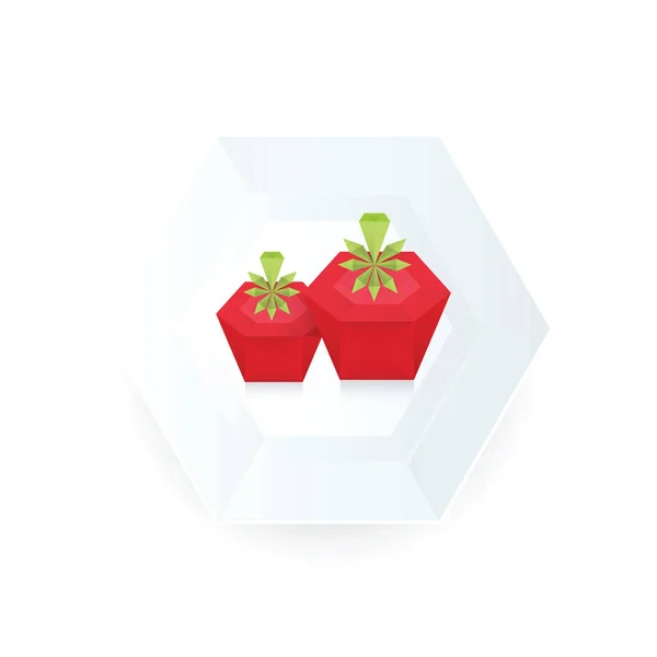 Tomat 3D Origami Ikon pada kertas piring - Stok Vektor