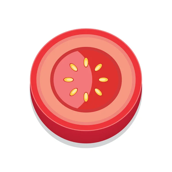 Cerchio Pomodoro 3D Button Design Colore rosso — Vettoriale Stock