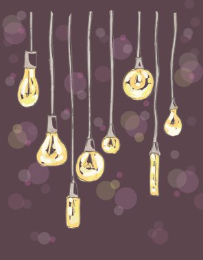 Karanlık bir makinanın üzerindeki lambalar.