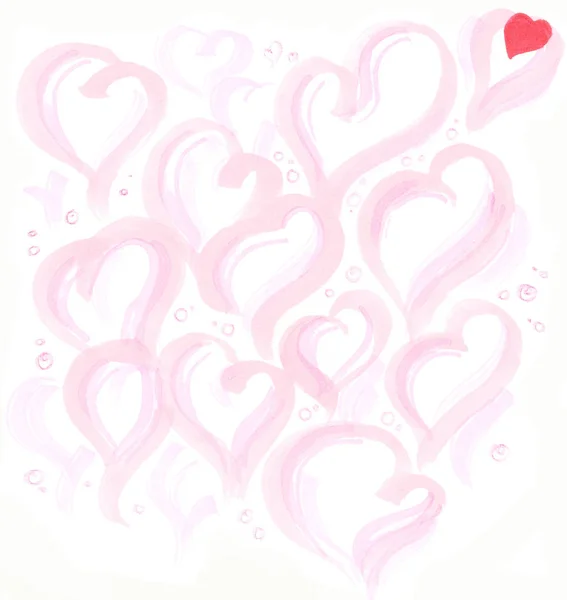 Set of light pink hearts on a white — Stock Photo, Image