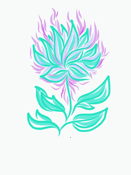 Fleur lotus lignes bleues et roses — Image vectorielle