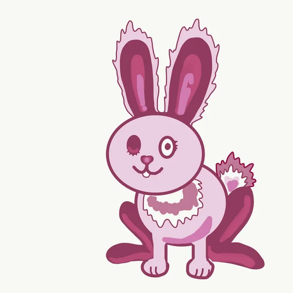 Winking pink purple little rabbit — Stockvector