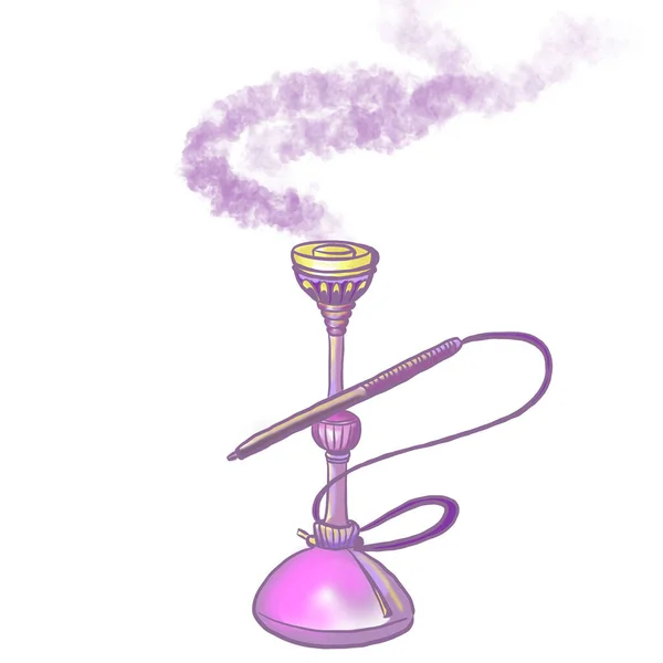 Lilac Hookah Λιλά Καπνό Λευκό Φόντο — Διανυσματικό Αρχείο