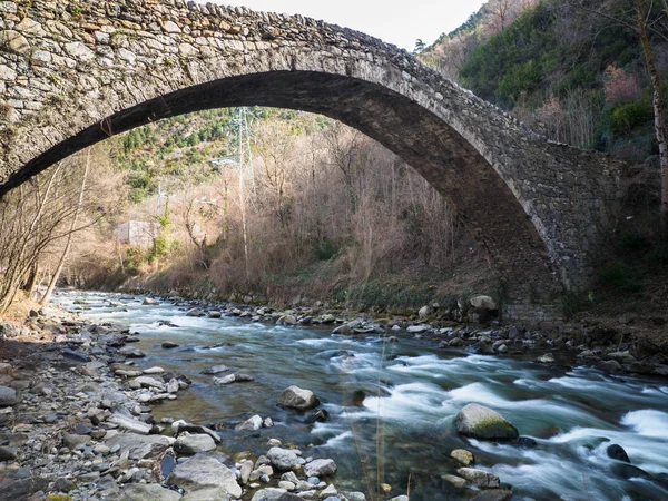 Dry Stone Medieval Bridge Andorra — Stock Photo, Image