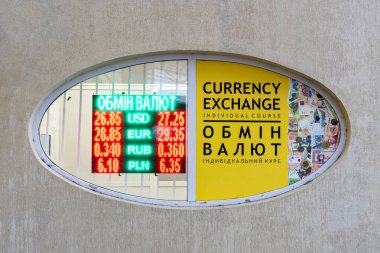 Elektronik skorbordunda döviz kuru olan para birimi dönüştürücü