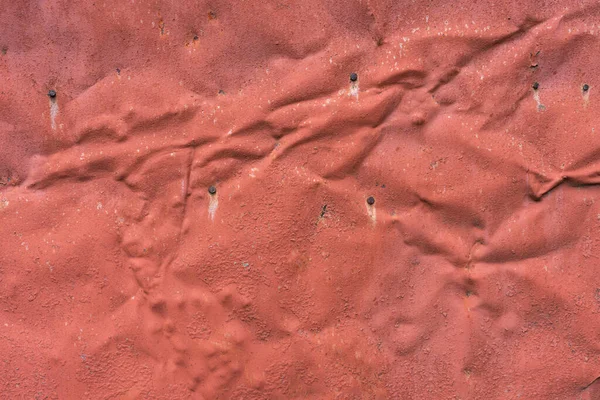 Background Texture Old Red Paint Crumpled Metal — Stock Photo, Image