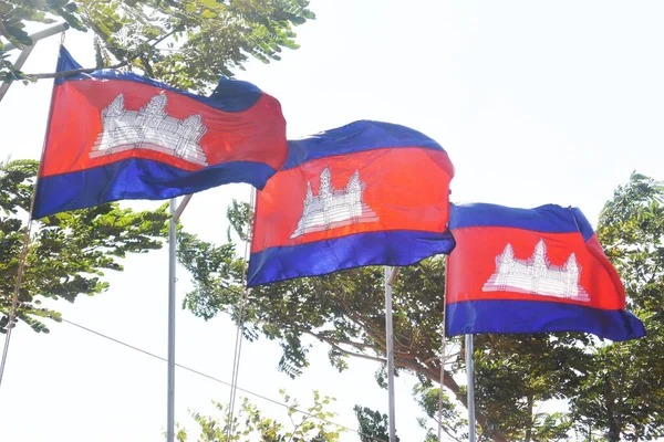 three flags of the kingdom of cambodia