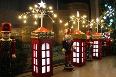 Christmas holidays in the capital of Cambodia, telephone booths 12 clipart