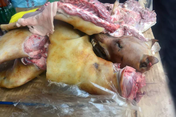 Dog meat sold in market