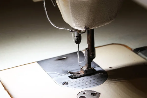 2 Pé da prensa, agulha e linha da máquina de costura — Fotografia de Stock