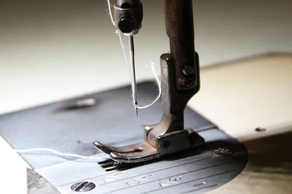1 Pé da prensa, agulha e linha da máquina de costura — Fotografia de Stock