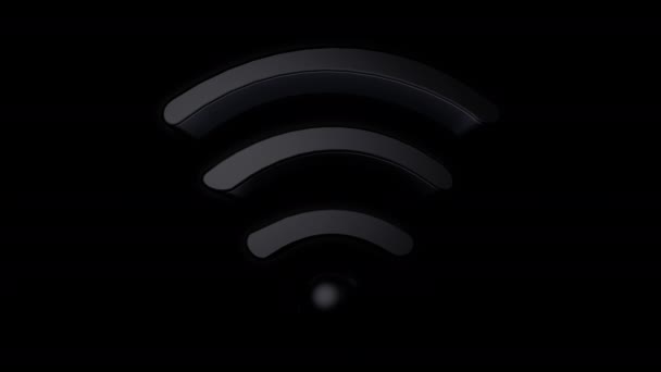 Animation Wifi Symbol Black Establishing Connection Blue Transparent Background Alpha — Stock Video