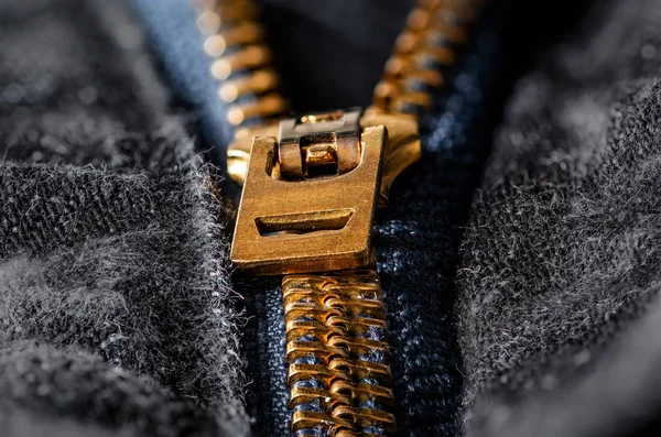 Extreme Closeup Φερμουάρ Μαύρο Τζιν — Φωτογραφία Αρχείου