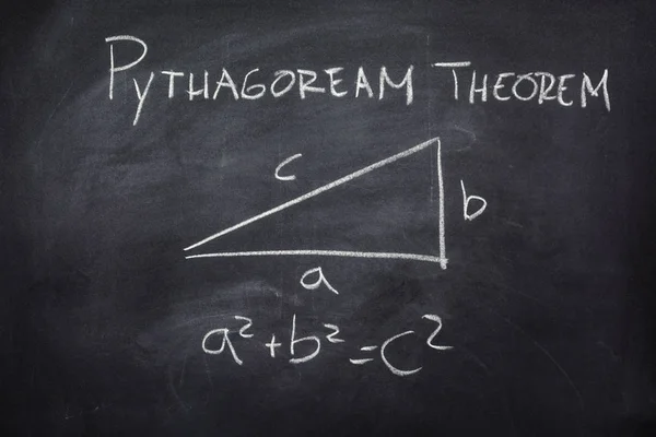 Explanation Pythagorean Theorem Drawn Blackboard — Stock Photo, Image