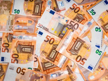 Elli avroluk banknotların makro görünümü soyut bir arkaplan oluşturdu