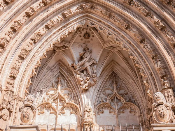Toledo Castilla Mancha Spain Detail Assumption Virgin Door Lions Cathedral — Stock Photo, Image