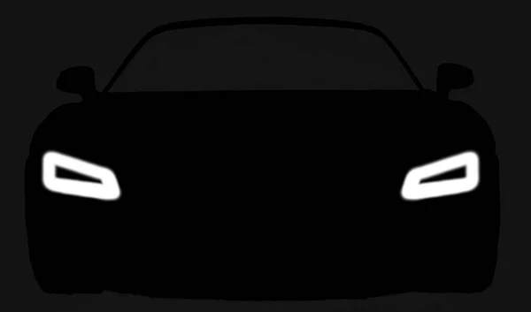 Ilustracja Sylwetki Samochodu Włączonymi Reflektorami — Zdjęcie stockowe