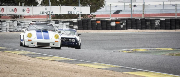 Circuit Jarama Madrid Spain April 2016 Porsche 911 Being Chased — Stock Photo, Image