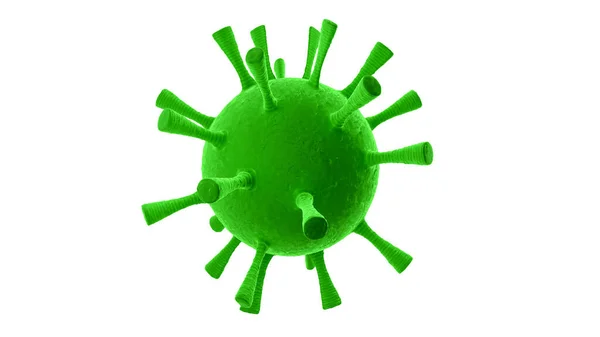 Virus Esférico Color Verde Con Patas Grandes Sobre Fondo Blanco — Foto de Stock