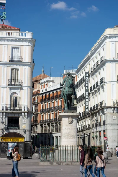 Madrid Spagna 2020 Statua Carlos Iii Situata Nella Piazza Puerta — Foto Stock