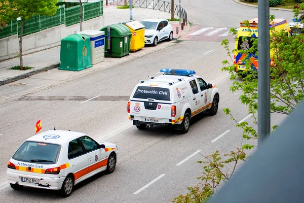 San Sebastin Los Reyes Madrid Spanje 2020 Ambulance Civiele Bescherming — Stockfoto