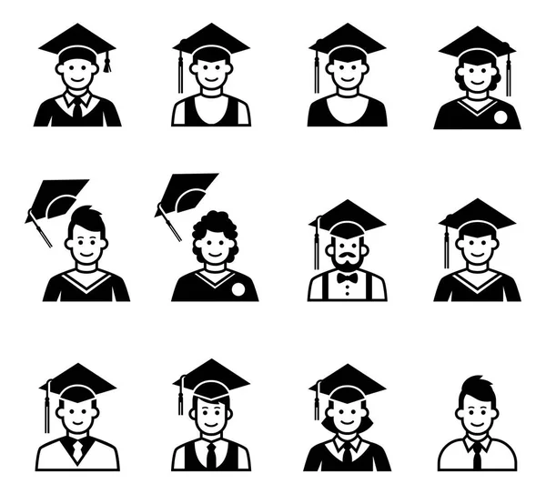 Avatar de graduación de estudiantes universitarios . — Vector de stock