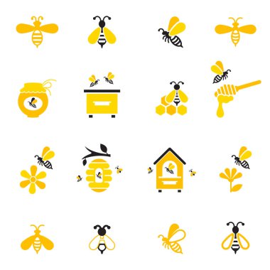 Arı ve bal Icon Set.