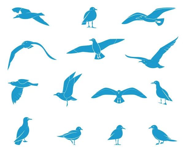 Silhuetas de gaivotas voadoras . — Vetor de Stock