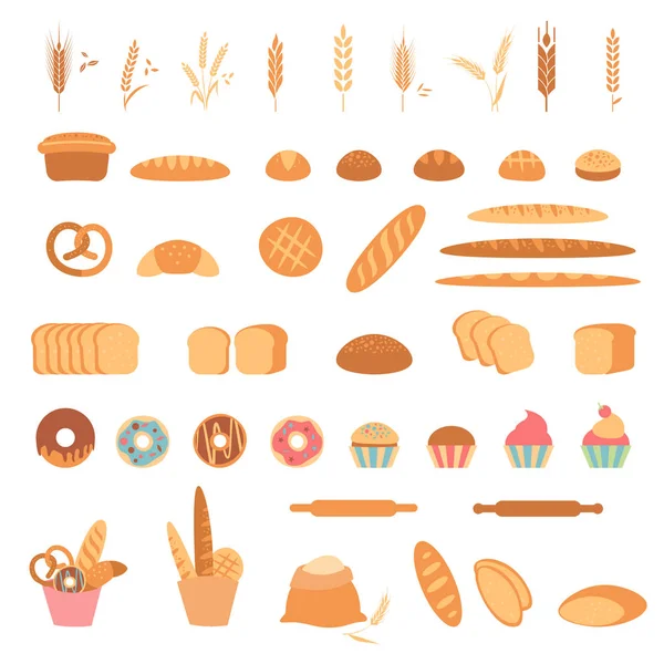 Iconos de productos de panadería y pastelería . — Archivo Imágenes Vectoriales