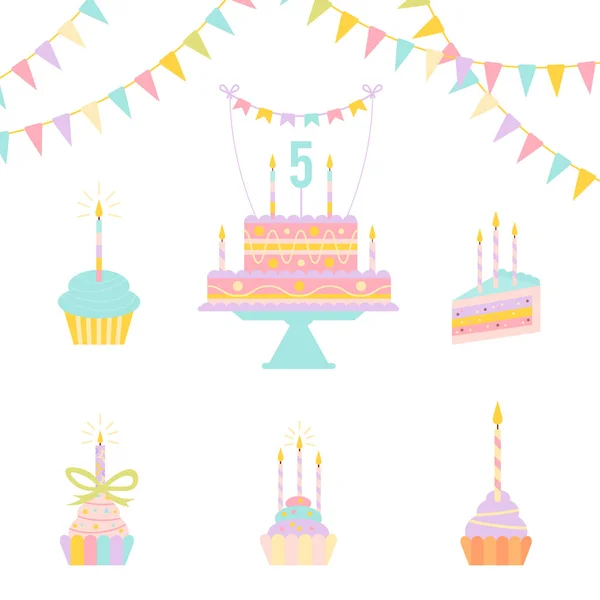 Birthday Party Elements. — Stock Vector