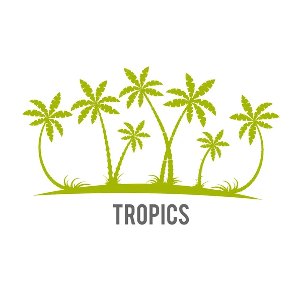 Tropische palmbomen eiland silhouetten. — Stockvector
