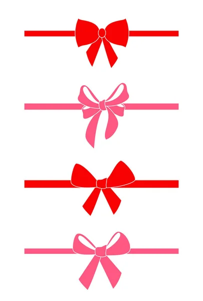 Set of decorative red bows. — Stock Vector