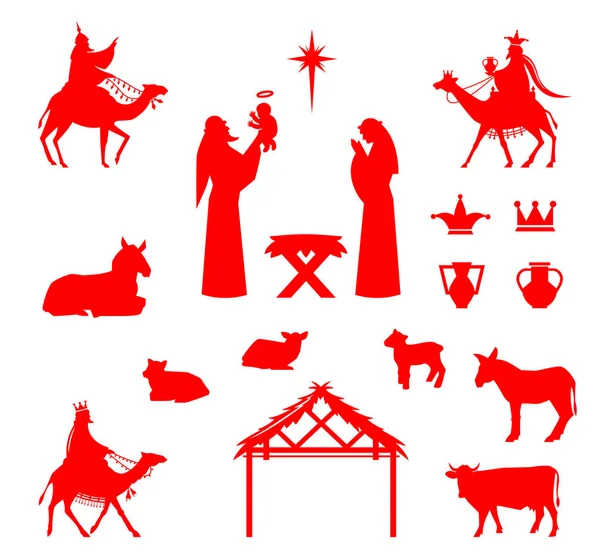 Scene of baby Jesus in the manger. — Stock Vector