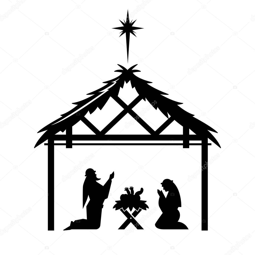 Mary and Joseph pray over the newly born Jesus.