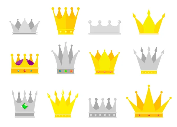 Collection of crown awards for winners, champions, leadership. — Stock Vector