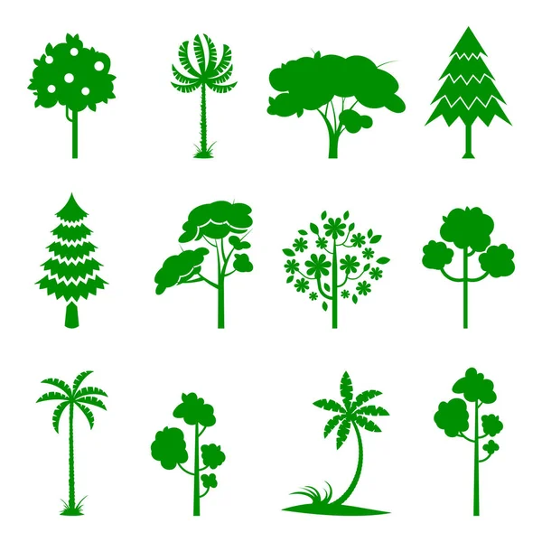 Conjunto de iconos de árbol verde. — Vector de stock