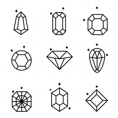Elmas ve üzerinde beyaz izole kristalleri kümesi. Geometrik kristaller kümesi.