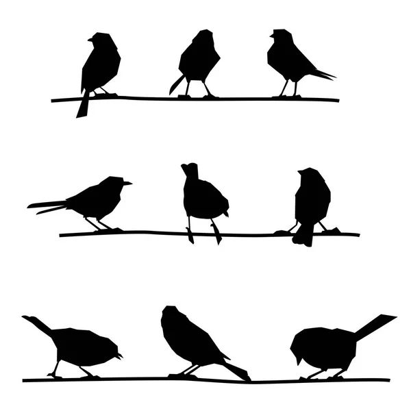 Uccelli sui rami . — Vettoriale Stock