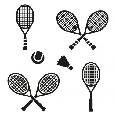 Tenis raketi işareti simgesi. Spor sembolü.