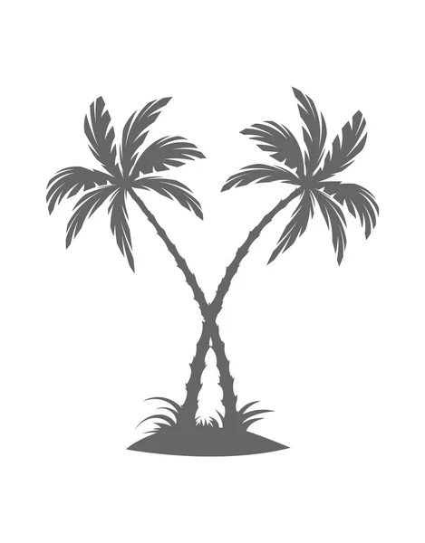 Silhouette von Palmen auf der Insel. Vektor Illustration isoliert weißen Hintergrund. — Stockvektor