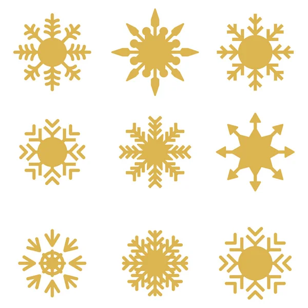 Platt ikoner av snö flingor siluett. — Stock vektor